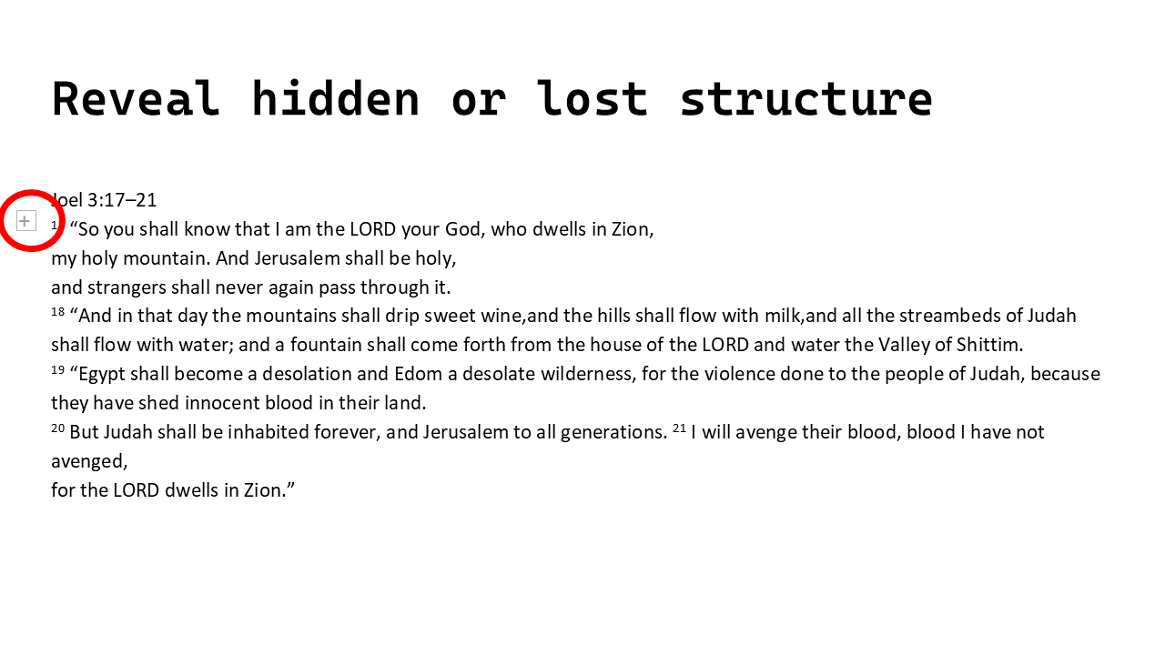 Example of text indicating hidden structure