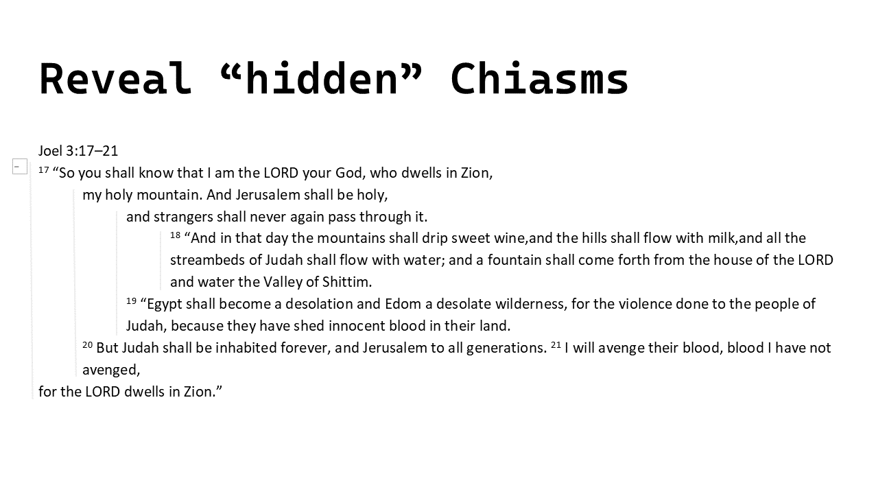 Example of using indentation to make a chiasm more obvious