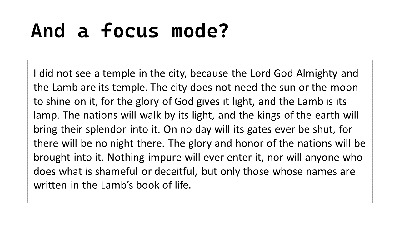 example text in a "focus mode"