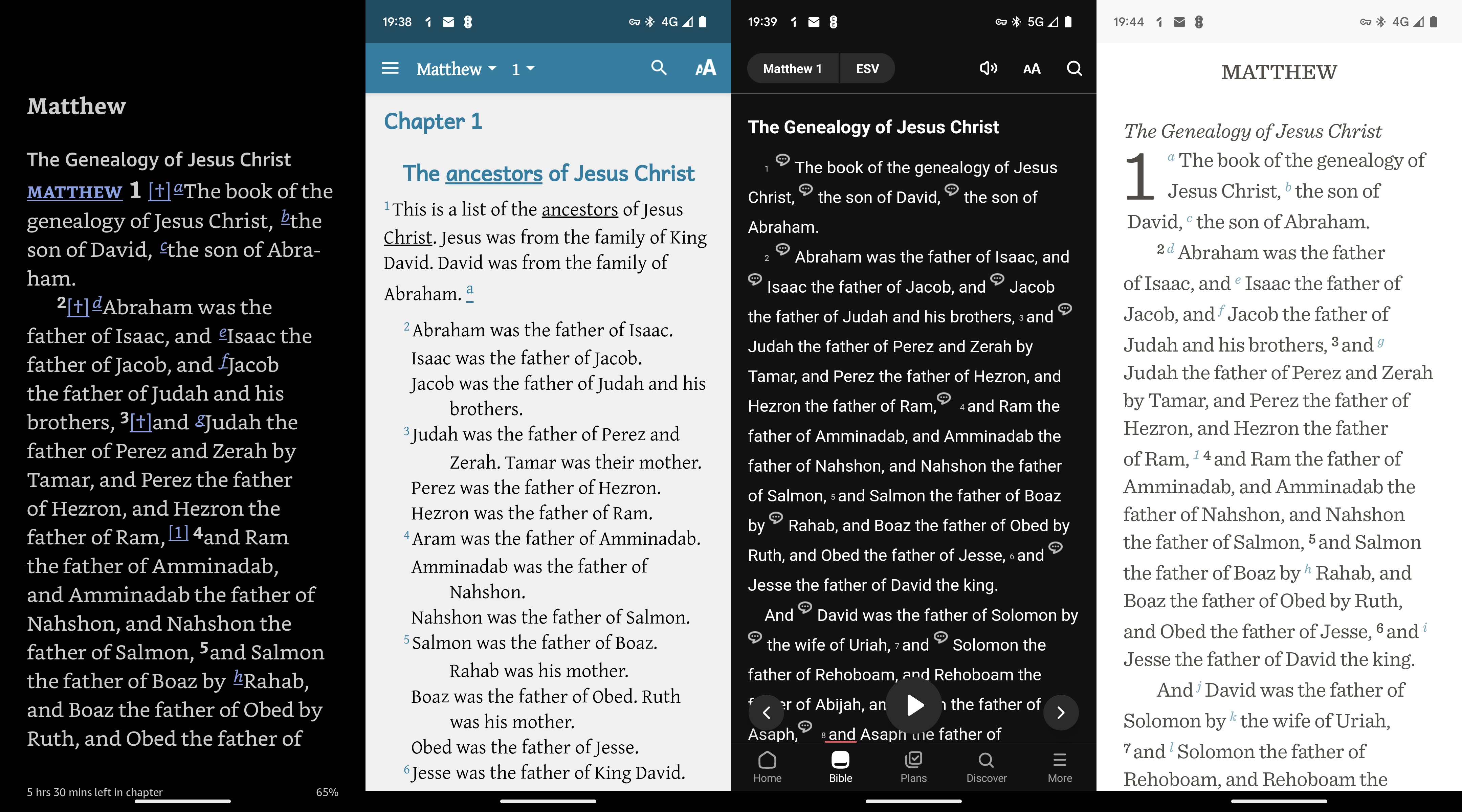 screenshots of some bible apps